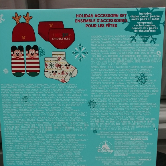 Mickey Mouse & Friends My 1st Christmas Beanie Set 6-12M Baby Hat Socks Diaper - Picture 8 of 11